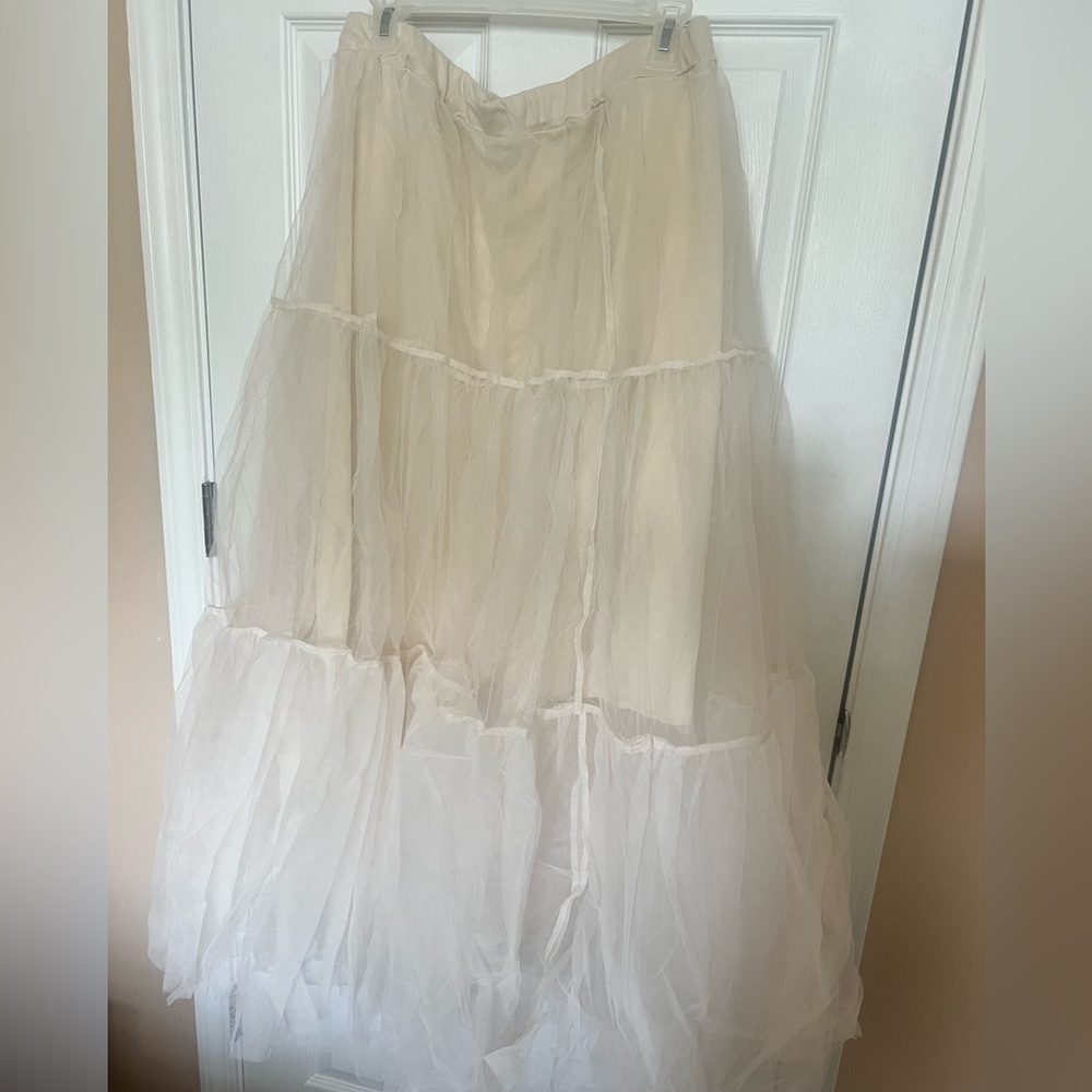 Beige A-Line Elegant Tulle Skirt